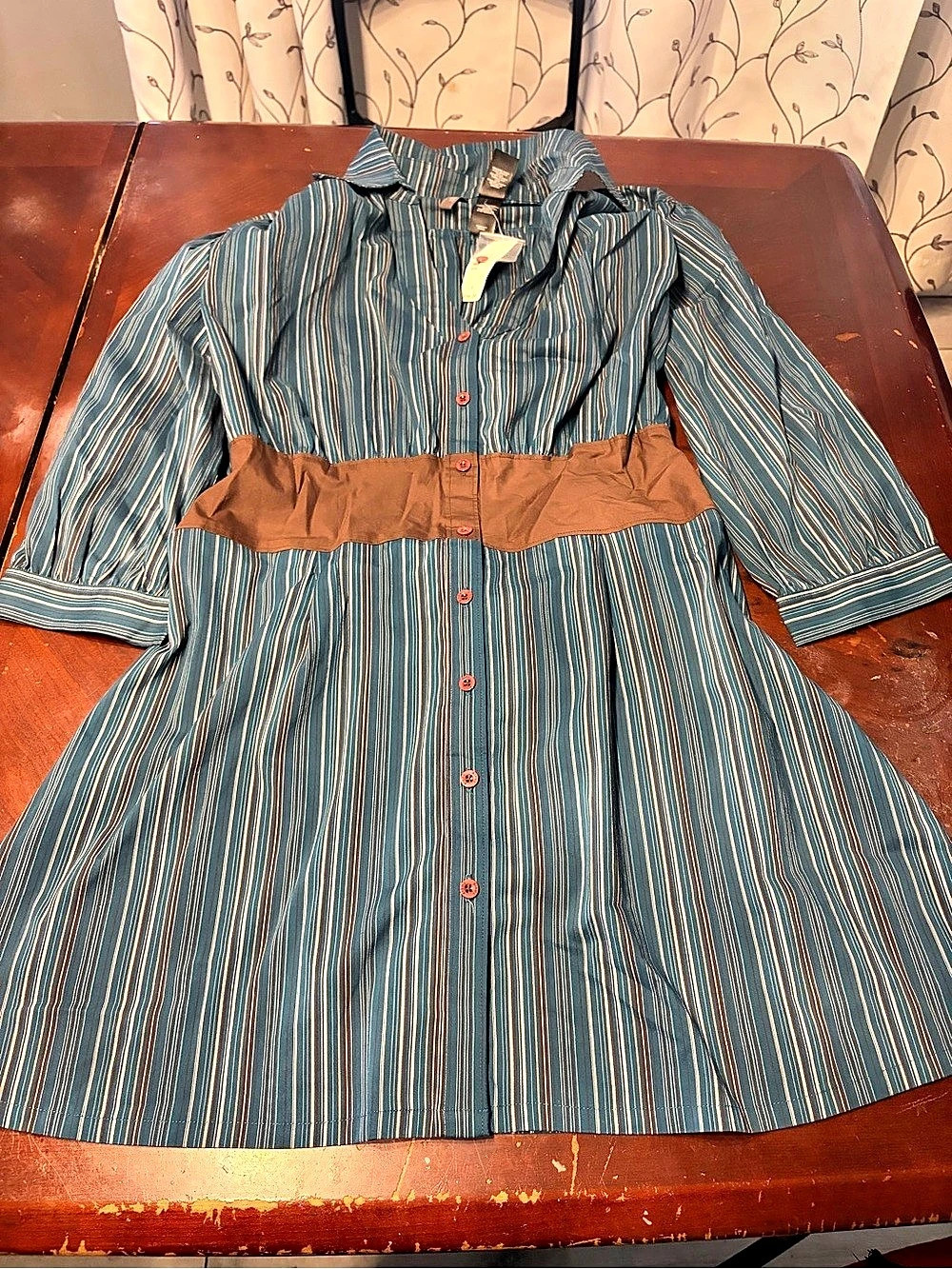 Bisou Lagoon St Safari Sensation Dress Blue & Brown Large